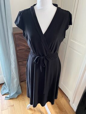 Premise Black wrap Dress with Label Detail